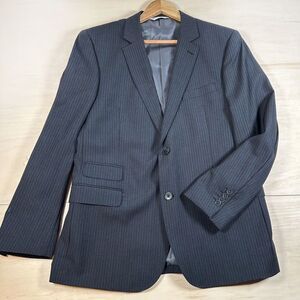 Jhane Barnes Pinstripe Black Gray Wool Lindsay‎ Men's Jacket/Blazer 42